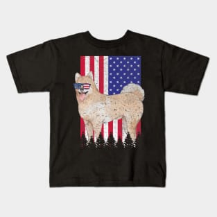 Akita Chow Patriotic Dog Usa Pride American Flag Kids T-Shirt